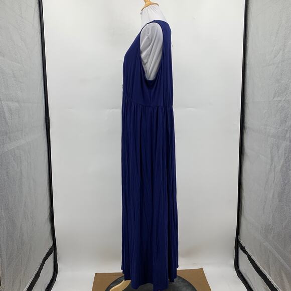 Charter Club Night Gown Womens XXL Dark Blue Lace Trim Chest Sleeveless Maxi - Picture 3 of 12